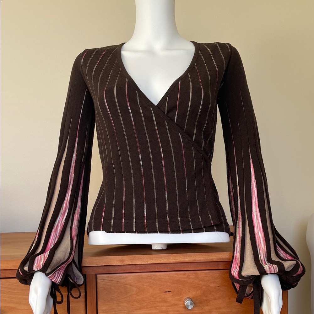 Missoni Brown and Pink Striped Blouse